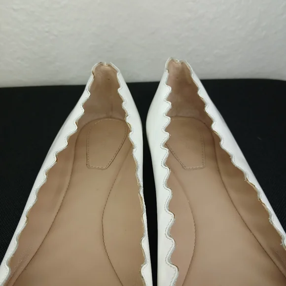 Chloe Lauren Scalloped Ballet Flats white size 5 us almost new cond. no creasing - Picture 8 of 12